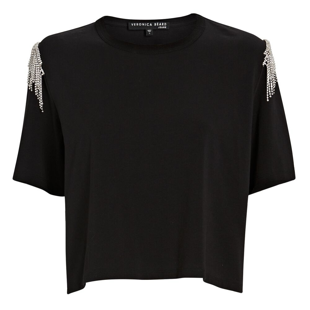 VERONICA BEARD Rumia Rhinestone Fringe T-Shirt
